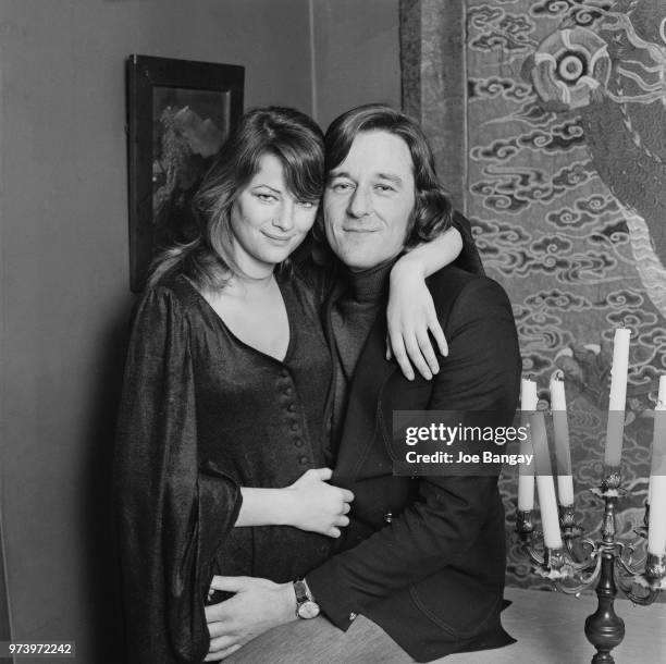 English actress Charlotte Rampling pictured with her manager and fiance Bryan Southcombe on 1st February 1972.