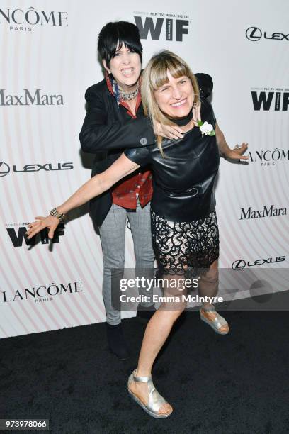 Diane Warren and Catherine Hardwicke attend the Women In Film 2018 Crystal + Lucy Awards presented by Max Mara, Lancôme and Lexus at The Beverly...