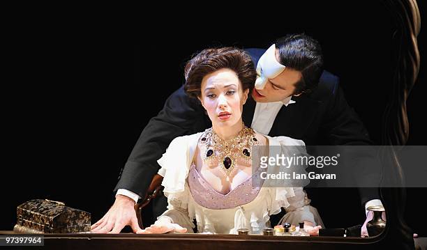 Ramin Karimloo and Sierra Boggess appear in the photocall for 'Love Never Dies' at the Adelphi Theatre on March 3, 2010 in London, England.
