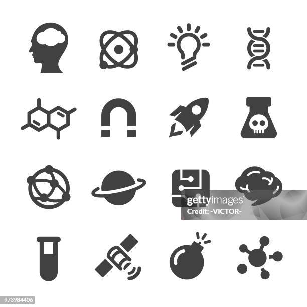 science and research icons set - acme series - acme stock illustrations