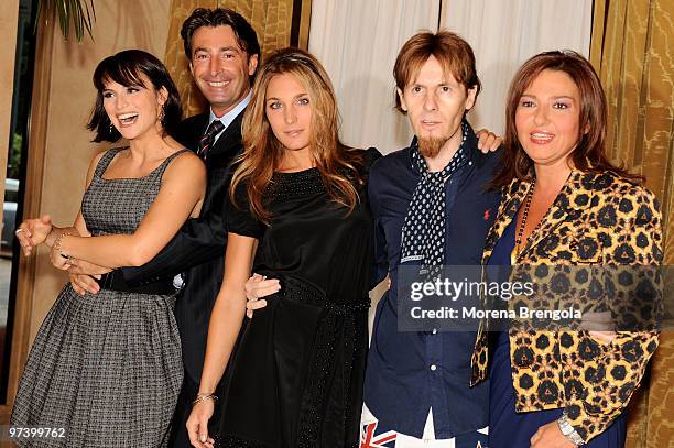 Lucilla Agosti, Alessandro Rostagno,Monica Setta,Milo Infante and Lorena Bianchetti pose during the presentation of the new season of Rai 2...