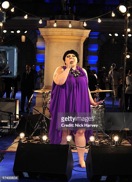 Singer Beth Ditto performs on stage during the Summer Exhibition Preview Party 2009 at the Royal Academy of Arts on June 3, 2009 in London, England.