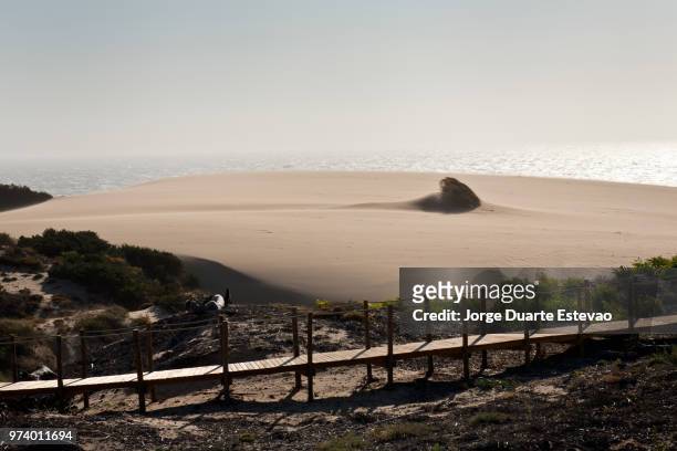 sand storm at guincho beach in cascais, portugal - jorge duarte estevao stockfoto's en -beelden