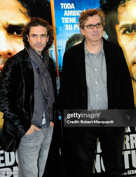 Actor Leonardo Sbaraglia and director Gerardo Herrero pose during a photocall for 'El Corredor Nocturno' at the Cine Floridablanca on March 3, 2010...