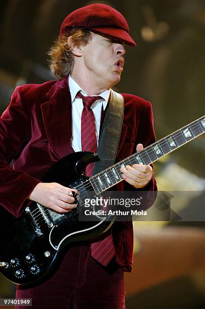Angus Young of AC/DC performs live in concert during their "Black Ice" Tour at the Rogers Centre on November 7, 2008 in Toronto, Canada.
