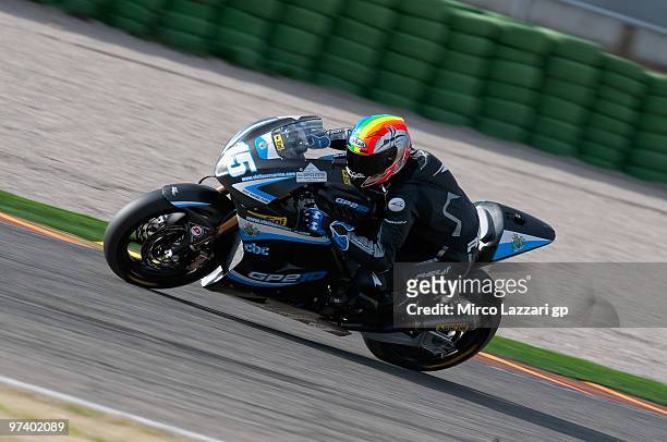 Alex De Angelis of San Marino and Scot Racing Team heads down a straight during the third day of testing at Comunitat Valenciana Ricardo Tormo...