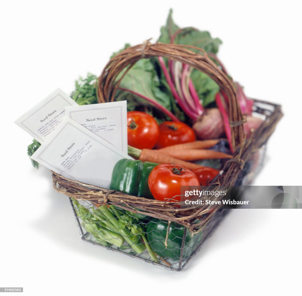 Basket full of vegetables and seeds