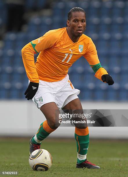 Didier Drogba of Ivory in action during the International Friendly match between Ivory Coast and Republic of Korea played at Loftus Road on March 3,...