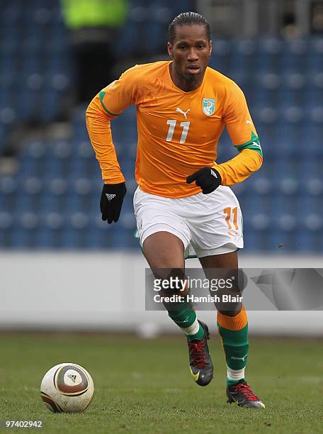 Didier Drogba of Ivory in action during the International Friendly match between Ivory Coast and Republic of Korea played at Loftus Road on March 3,...