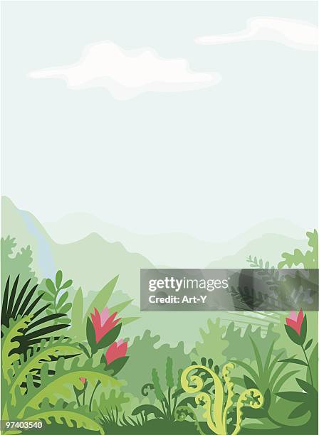 tropic landscape - vertical - peruvian amazon stock illustrations