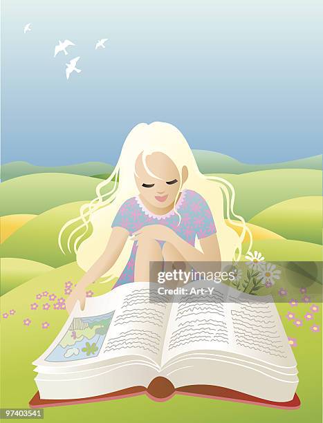 reading - girl reading stock illustrations