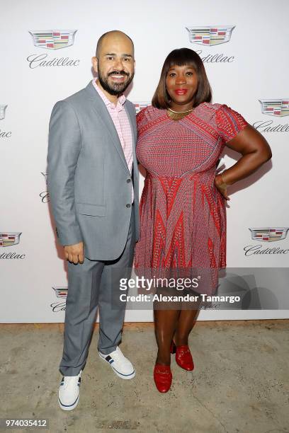 Jeff Meza and Bevy Smith attend the Cadillac Welcome Luncheon At ABFF: Black Hollywood Now The Temple House on June 13, 2018 in Miami Beach, Florida.