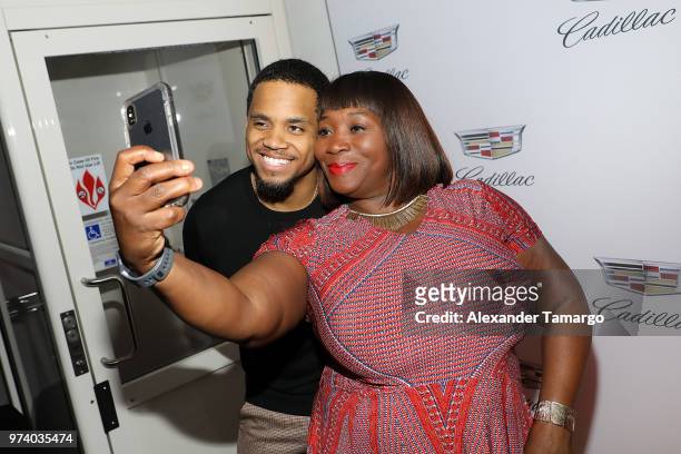 Tristan Mack Wilds and Bevy Smith attend the Cadillac Welcome Luncheon At ABFF: Black Hollywood Now The Temple House on June 13, 2018 in Miami Beach,...