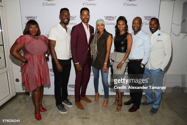 Bevy Smith, Jay Ellis, Michelle Rice, LaToya Luckett, Nicole Friday, Jeff Friday, and Rahsan Rahsan Lindsay attend the Cadillac Welcome Luncheon At...