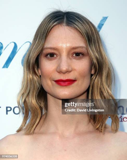 Actress Mia Wasikowska attends Magnolia Pictures' "Damsel" premiere at ArcLight Hollywood on June 13, 2018 in Hollywood, California.