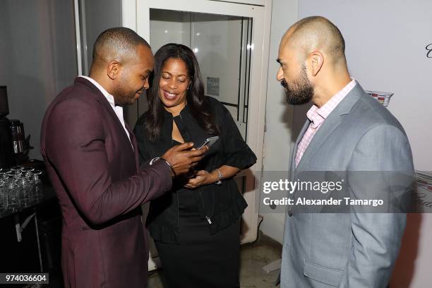 Detavio Samuels, Michelle Rice, and Jeff Meza attend the Cadillac Welcome Luncheon At ABFF: Black Hollywood Now at The Temple House on June 13, 2018...