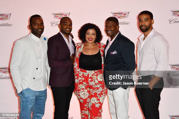Rahsan-Rahsan Lindsay, Detavio Samuels, Allison McGevna and guests attend the Cadillac Welcome Luncheon At ABFF: Black Hollywood Now The Temple House...