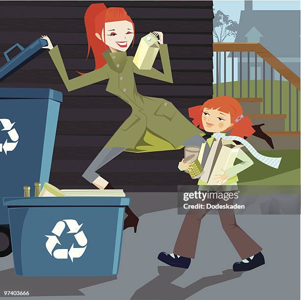 go green: urban recycle - lifestyle selective focus stock illustrations