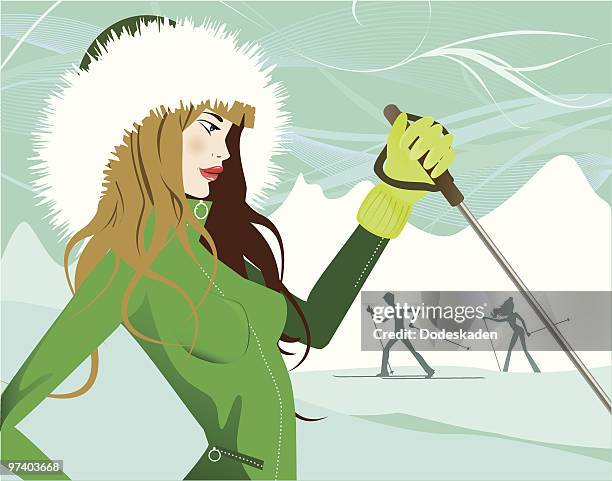 winter leisure - fur hat stock illustrations