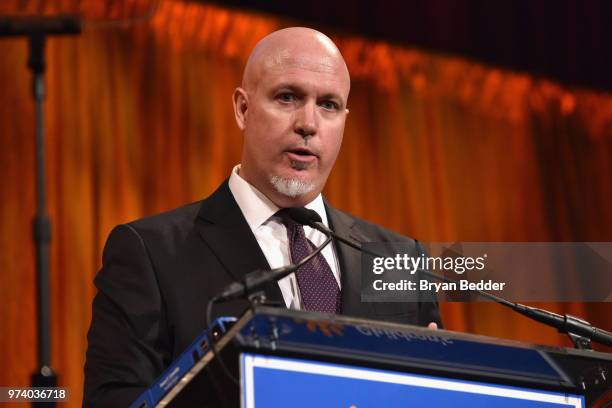 President and CHF Board of Directors member Sean F. Cassidy speaks onstage during the Children's Health Fund 2018 Annual Benefit at Cipriani 42nd...