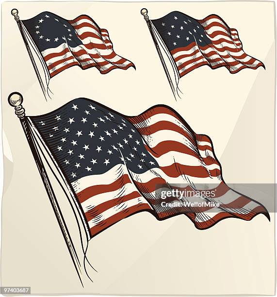 flags of the usa - american revolution flag stock illustrations