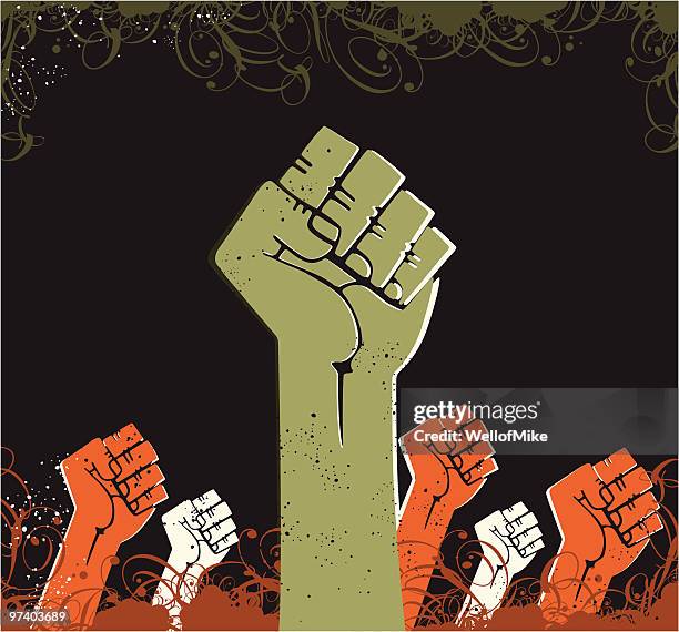 power fist - raised fist stock illustrations