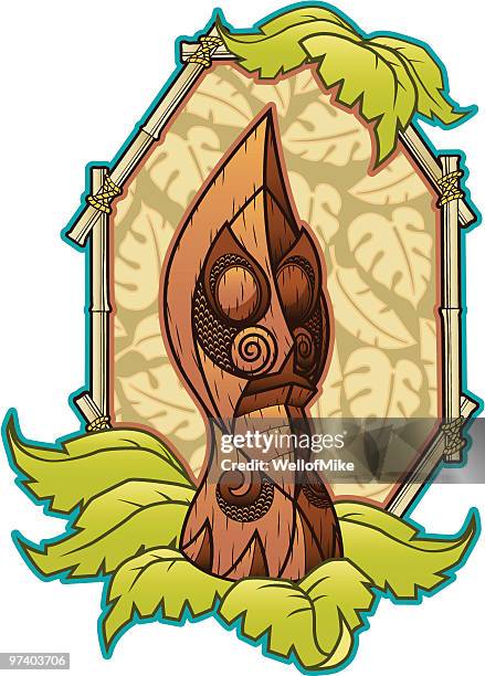 vanuatu statue - cannibalism stock illustrations