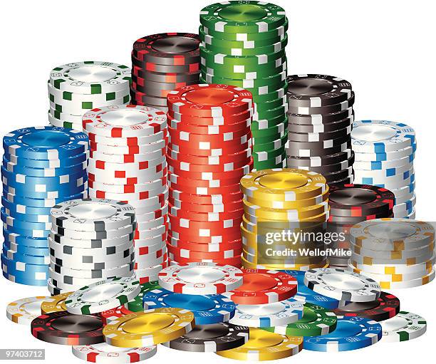 illustrazioni stock, clip art, cartoni animati e icone di tendenza di chip di poker - fiche