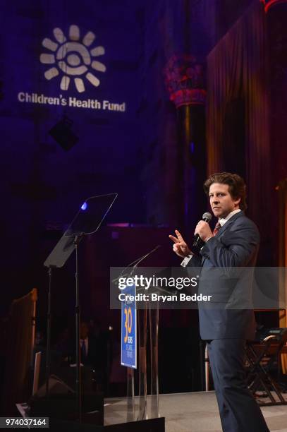 Auctioneer CK Swett speaks onstage during the Children's Health Fund 2018 Annual Benefit at Cipriani 42nd Street on June 13, 2018 in New York City.