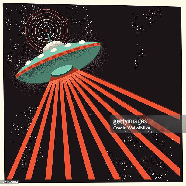 ufo in outer space - flying saucer stock illustrations