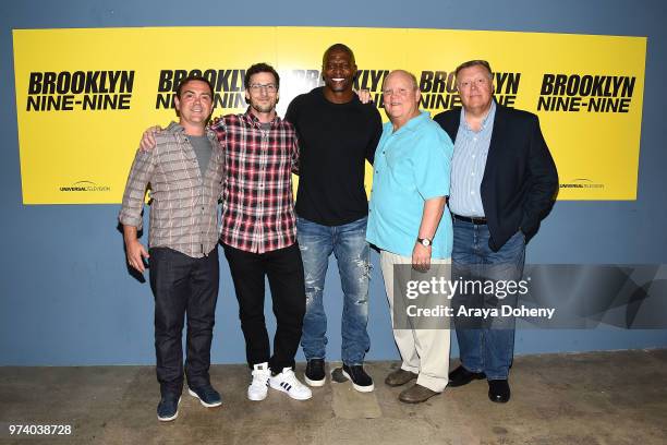 Joe Lo Truglio, Andy Samberg, Terry Crews, Dirk Blocker and Joel McKinnon Miller attend Universal Television's FYC @ UCB "Brooklyn Nine-Nine" at UCB...