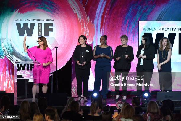 Honorees Victoria Alonso and crew of 'Black Panther' accept The Lexus Beacon Award onstage during the Women In Film 2018 Crystal + Lucy Awards...