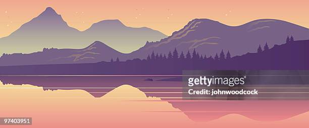 Cartoon Drawing Of Mountain Lake High-Res Vector Graphic - Getty Images