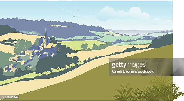 english summer landscape - english culture stock illustrations