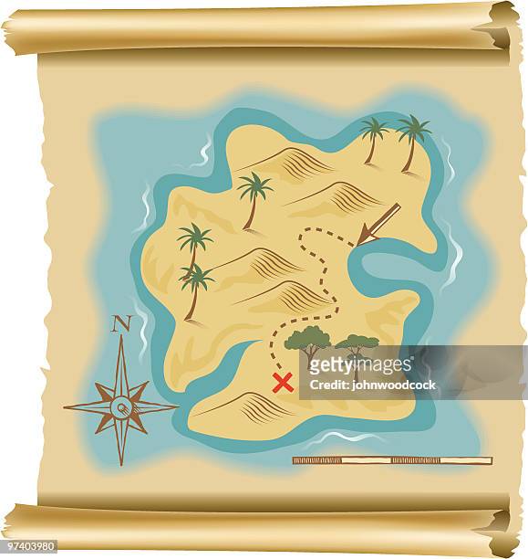 treasure map - letter n stock illustrations