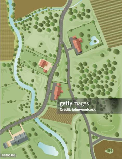 ilustraciones, imágenes clip art, dibujos animados e iconos de stock de paisaje de aérea - network tree concept map