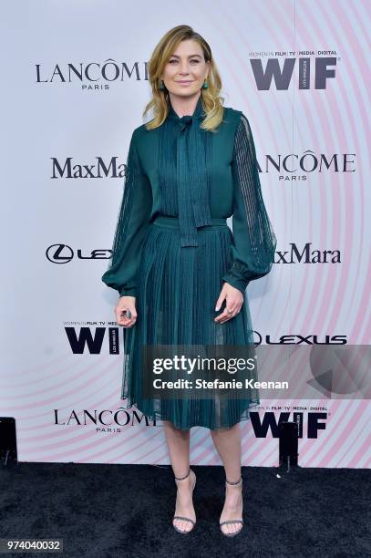 Ellen Pompeo attends the Women In Film 2018 Crystal + Lucy Awards presented by Max Mara, Lancôme and Lexus at The Beverly Hilton Hotel on June 13,...