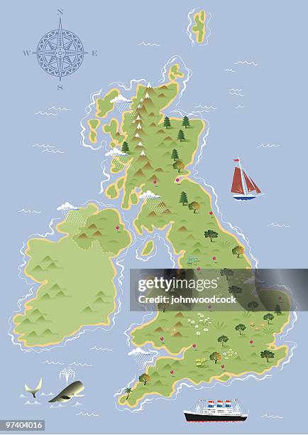 vereinigtes königreich-karte - ireland map stock-grafiken, -clipart, -cartoons und -symbole