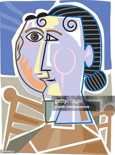 ilustrações, clipart, desenhos animados e ícones de cubist mulher - cubismo