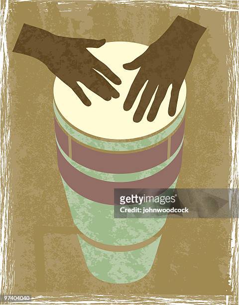 bildbanksillustrationer, clip art samt tecknat material och ikoner med a graphic of 2 brown hands banging a drum - slagverksinstrument