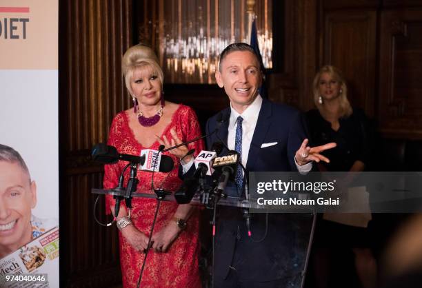 Ivana Trump and Gianluca Mec attend a press conference to announce a new campaign to fight obesity at The Plaza Hotel on June 13, 2018 in New York...