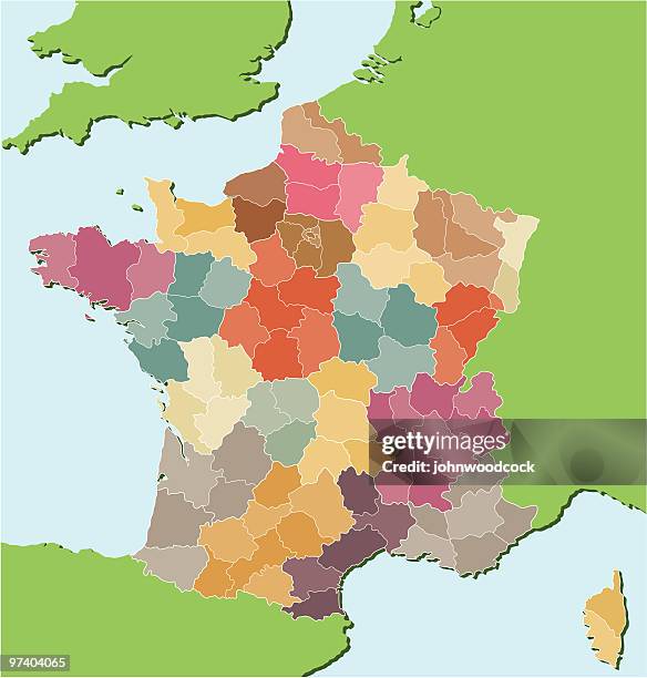 ilustrações, clipart, desenhos animados e ícones de mapa regional francês. - normandia