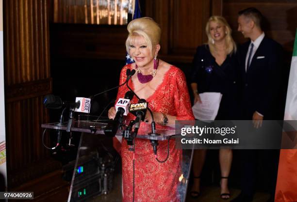 Ivana Trump speaks at a press conference announcing her new campaign to fight obesity at The Plaza Hotel on June 13, 2018 in New York City.
