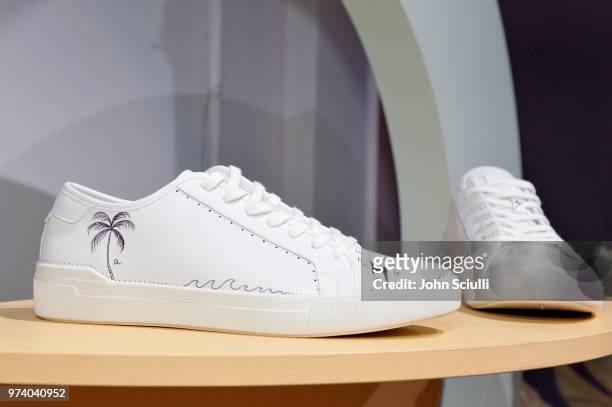 Aldo shoes on display at the Aldo LA Nights 2018 at The Rose Room on June 13, 2018 in Venice, California.