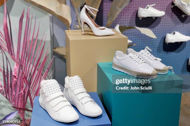 Aldo shoes on display at the Aldo LA Nights 2018 at The Rose Room on June 13, 2018 in Venice, California.