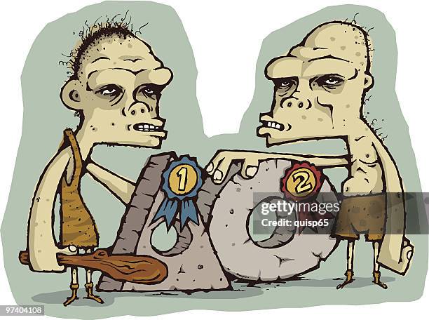 cavemen contest - neanderthal stock illustrations