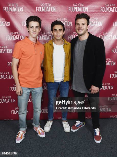 Actors Griffin Gluck, Tyler Alvarez and Jimmy Tatro attend the SAG-AFTRA Foundation Conversations screening of "American Vandal" at the SAG-AFTRA...
