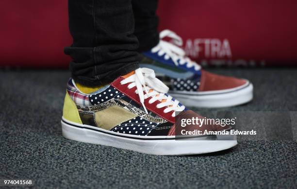 Actor Jimmy Tatro, shoe detail, attends the SAG-AFTRA Foundation Conversations screening of "American Vandal" at the SAG-AFTRA Foundation Screening...