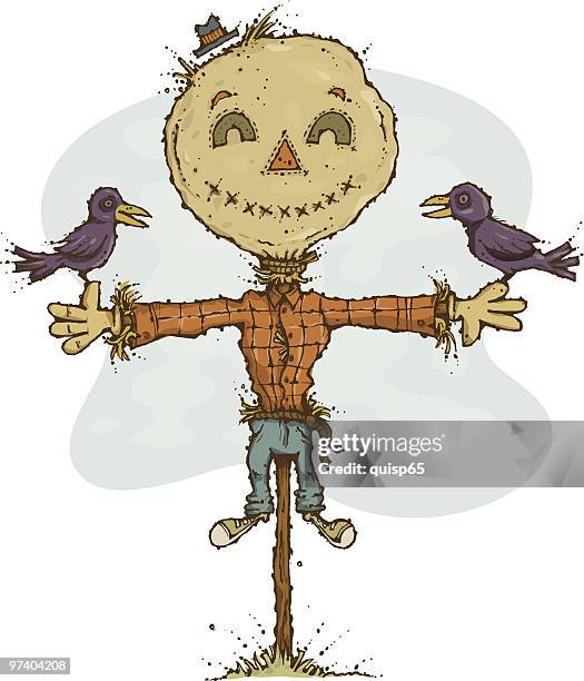 illustrazioni stock, clip art, cartoni animati e icone di tendenza di felice spaventapasseri - scarecrow faces