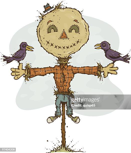 stockillustraties, clipart, cartoons en iconen met happy scarecrow - scarecrow faces